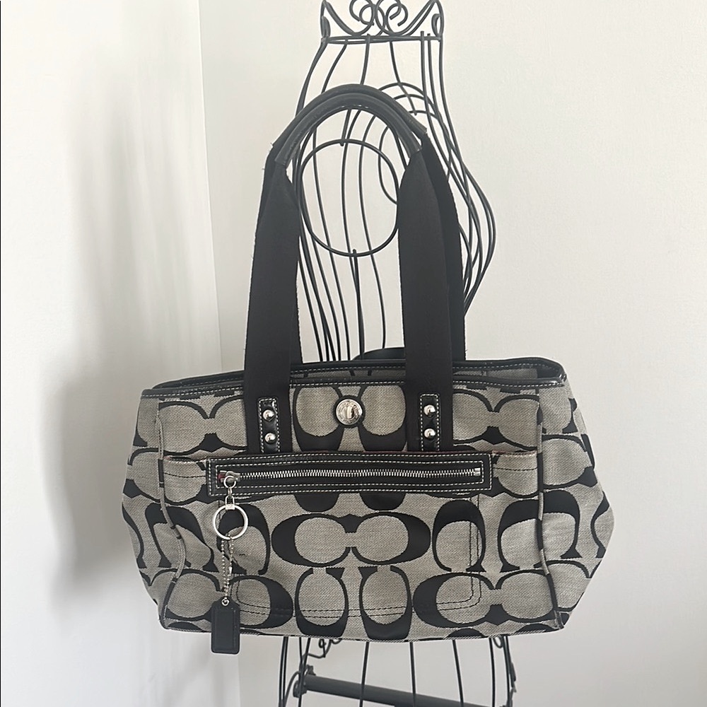 Coach Daisy black and gray signature tote F14878